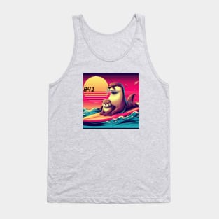 841 surfing otter with baby Tank Top